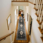 Area Rugs 2'x10' Washable Non-Slip, Floral Vintage Distress Print Pattern - Image 3