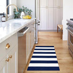 KOZYFLY Striped Outdoor Rug 27.5x43 Inches Front Door Rug Navy and White Woven - Image 7