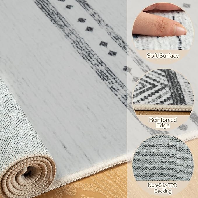 BESTSWEETIE 5x7 Area Rugs for Living Room Washable Moroccan Farmhouse Neutral - Image 2