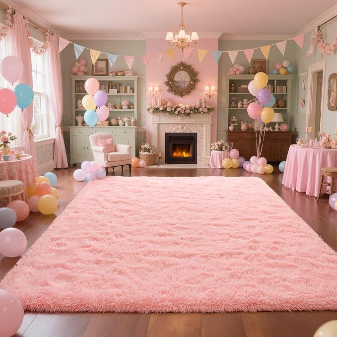 Zentavio Pink Rugs for Girls Room 8x10 Large Area Rugs for Living Room Cute - Image 8