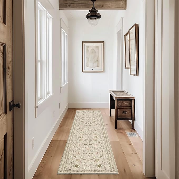 EVERGRACE Hallyway Area Runner Rugs 2x8, Boho Floral Faux Wool Indoor Outdoor by EverGrace