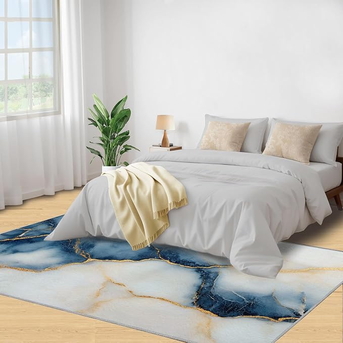 4x5 Abstract Marble Indoor Outdoor Rug - Image 4