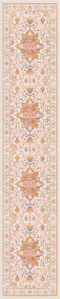 Area Rugs 2'6''x12' Washable Non-Slip, Floral Vintage Distress Print Pattern by RELEANY