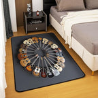 Round Guitar Large Area Rug 5x7 Musical Instruments Living Room Rug | Music - Image 3