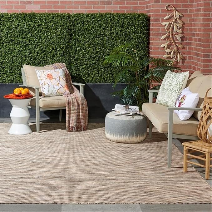 Pemberly Row 6' x 9' Beige Fabric Modern Indoor/Outdoor Area Rug - Image 8