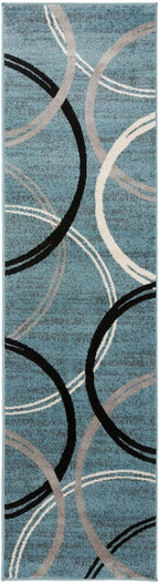 Rugshop Modern Wavy Circles Design Runner Rug, Non-Shedding Carpet - Image 2