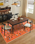 Boho Washable Area Rug 4x6 – Floral Low Pile Non-Slip Carpet - Image 6