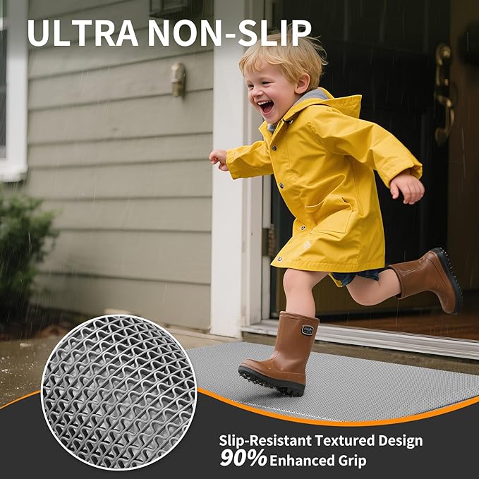 Front Door Mat 20''x31'', Drainage Heavy Duty Dirt Trapping Non-Slip Doormats - Image 4