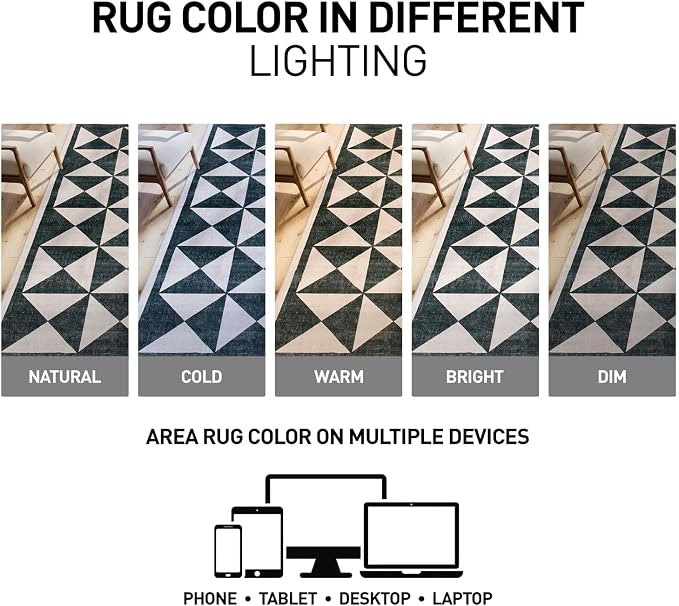 Rugshop Geometric Diamond Washable Non Slip Area Rug 2' x 4' Cream - Image 5