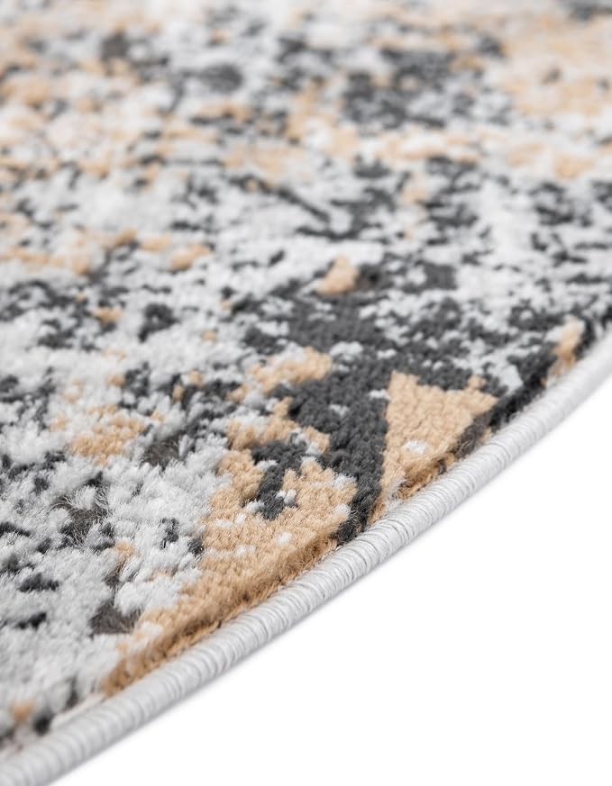 Rugs.com Leipzig Collection Rug – 4 Ft Round Beige Low-Pile Rug Perfect - Image 6