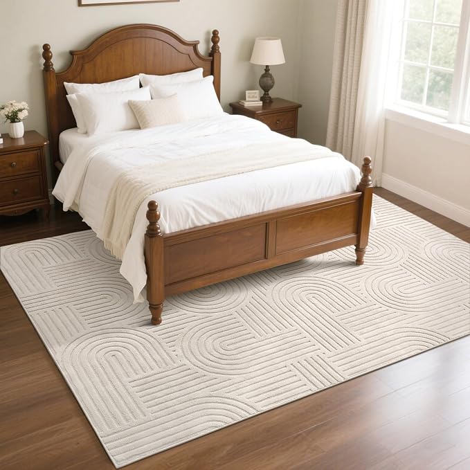 SHACOS Soft Cozy Fluffy Arch Pattern High-Low Pile Area Rugs 8'x10' Large Non - Image 7