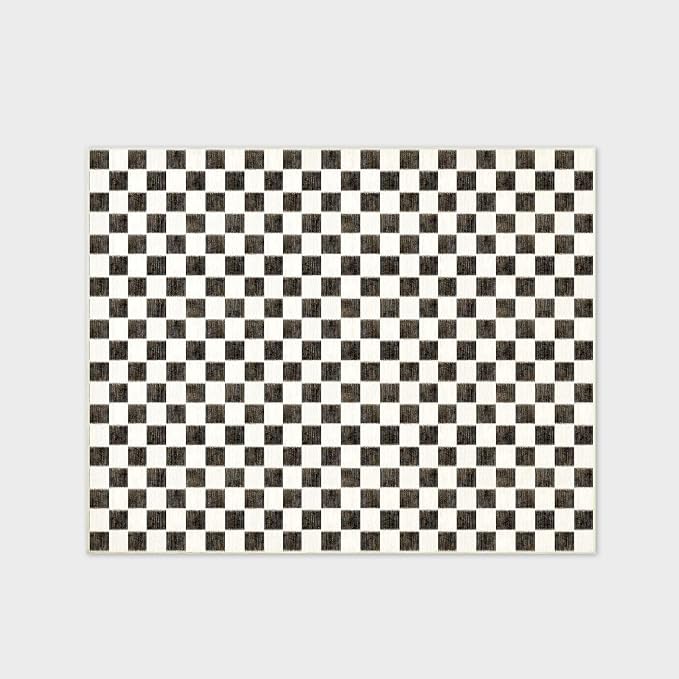 EVERGRACE Checkered Plaid Area Rug 8x10, Soft Fuzzy Faux Wool Rugs Washable - Image 7
