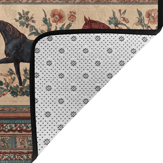 Horse Western Boho Ethnic Style Area Rug Washable Outdoor Rugs Anti-Slip Soft - Image 3