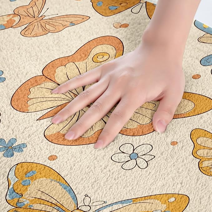 Erosebridal Groovy Party Decorations Bathroom Rugs Cute Butterfly Bath Mat - Image 5