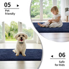 Navy Bathroom Rug 20x32 Non Slip Fluffy Bath Mat - Image 6