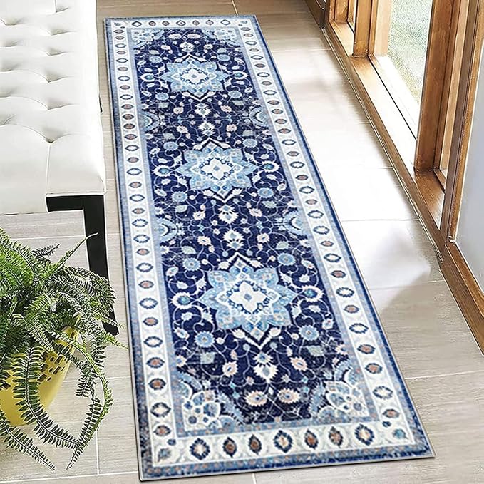Moroccan Trellis Hallway Runner Rug Non-Slip Washable Geometric Standing Mats by LIKETN