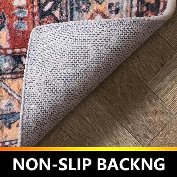 Moroccan Trellis Hallway Runner Rug Non-Slip Washable Geometric Standing Mats - Image 4