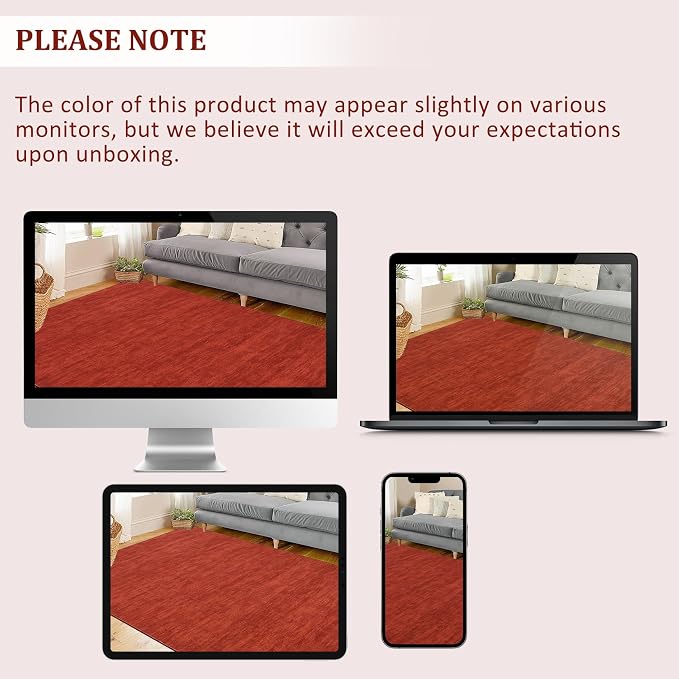 RUGSREAL 5x7 Living Room Area Rug Modern Solid Color Area Rugs Non-Slip Stain - Image 5