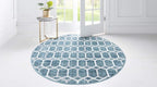 Rugs.com Lattice Trellis Collection Rug – 8 Ft Round Blue Low-Pile Rug Perfect - Image 4