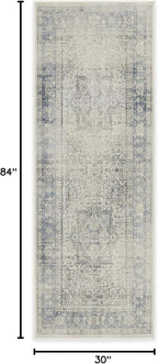 RUGGABLE Washable Vintage Runner Rug – Kamran Blue Quartz 2.5x7, Stain-Resistant - Image 2