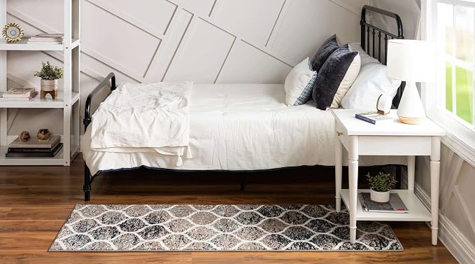 Rugs.com Lattice Frieze Collection Rug – 2' 7 x 12' Runner Blue Multi Medium - Image 2