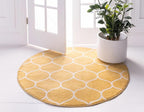 Rugs.com Lattice Frieze Collection Rug – 3' Round Yellow Medium Rug Perfect - Image 3