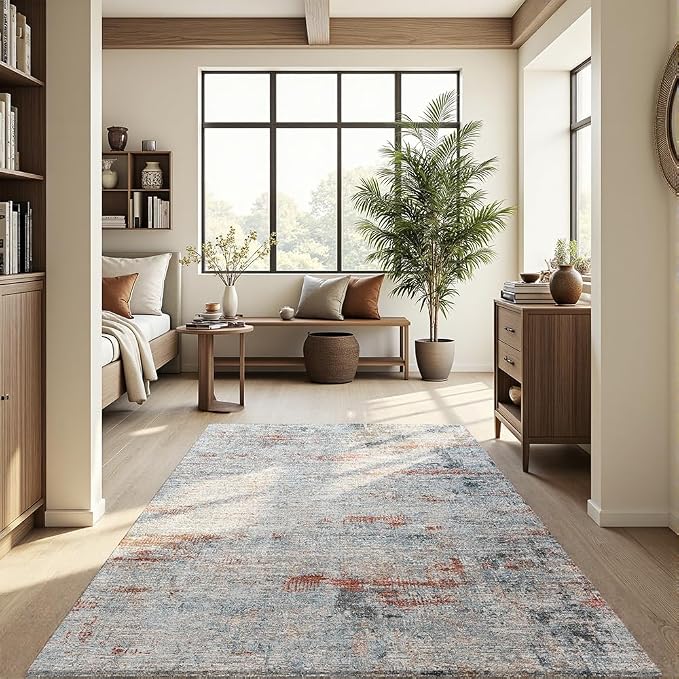 Area Rug 8x10 Washable Rug Grey and Brown - Image 3