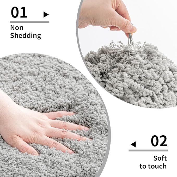 Gray Bathroom Runner Rug 24x70 Non Slip Fluffy Long Bath Mat - Image 5
