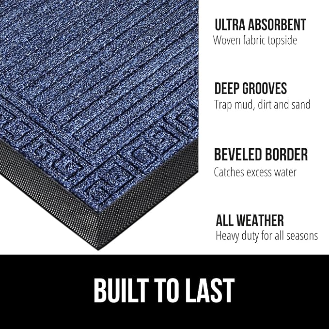 GORILLA GRIP 100% Waterproof All-Season WeatherMax Doormat, US Designed Natural - Image 2