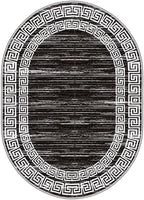 Minimalist Distressed Black Off White Greek Key Pattern Bordered Rug 8x10 - Image 5