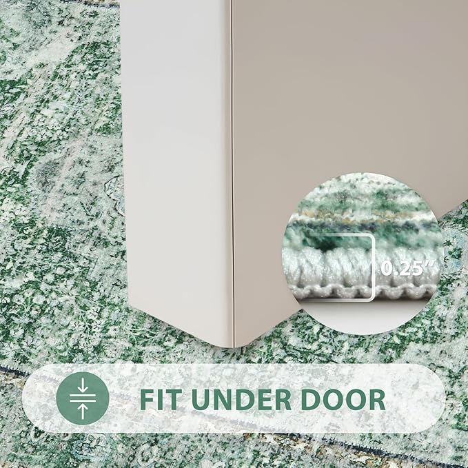 Uphome Green Bath Mat, Distressed Farmhouse Boho Bathroom Rugs, Super Cozy - Image 4