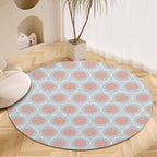 Circle Geometric Print Round Rug Vintage Blue Pink Area Rug Washable 5ft Circle by Unknown