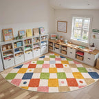 jinchan Macy Kids Rug for Classroom 8ft Radius Corner Washable Area Rug Modern by JINCHAN