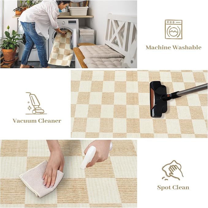 LIVEBOX 8x10 Area Rugs for Living Room, Checkered Non-Slip Washable Rugs - Image 7