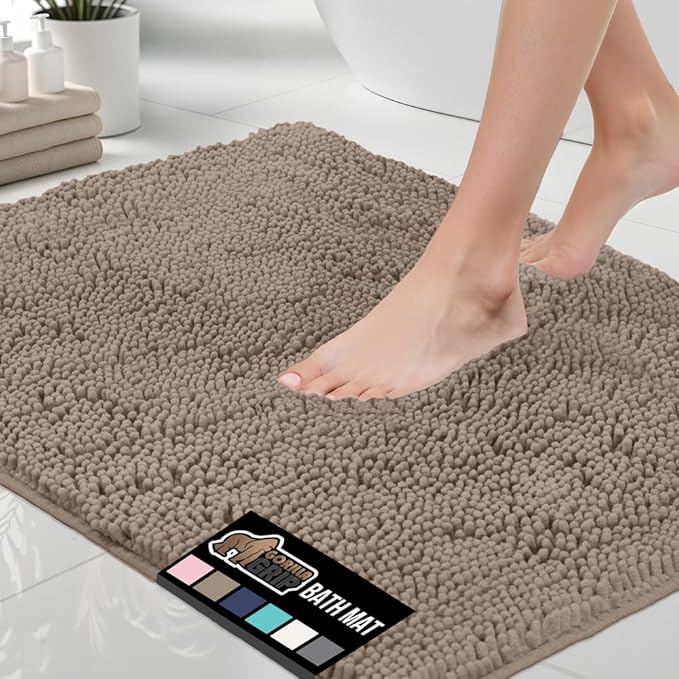 GORILLA GRIP Bath Rug Mat 54x24, Thick Absorbent Chenille, Quick Dry Microfiber by GorillaGrip