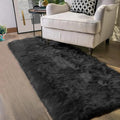 Latepis Black Runner Bedside Rug 2x6 Area Faux Sheepskin Fur Rug Washable by Latepis
