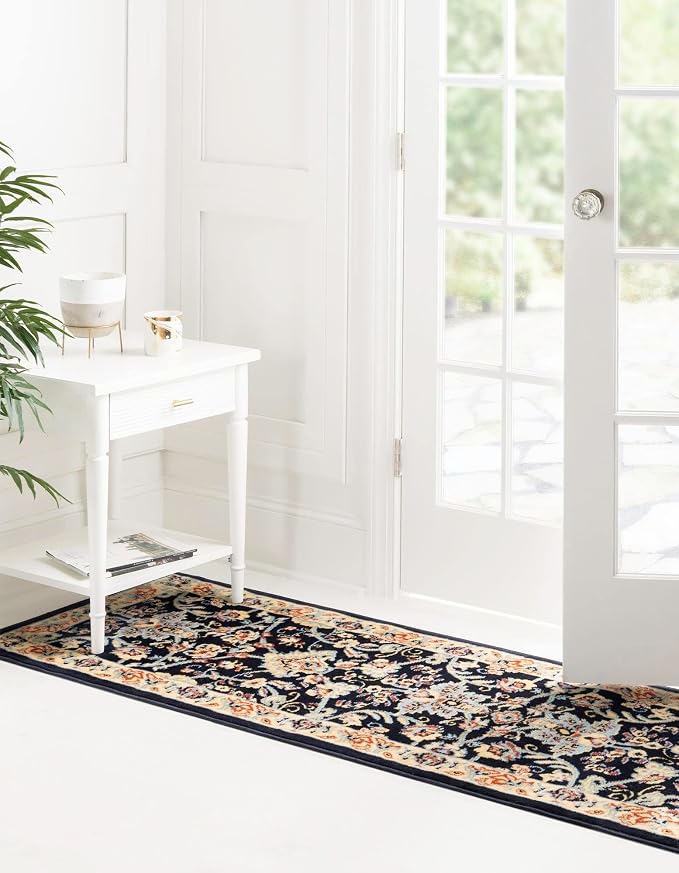 Rugs.com Yasmin Collection Rug – 8 Ft Runner Navy Blue Medium Rug Perfect - Image 4