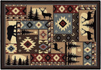 Rustic Cabin Wildlife Entrance 2x3 Rug, Buffalo Plaid Bear Moose Deer Country - Image 6