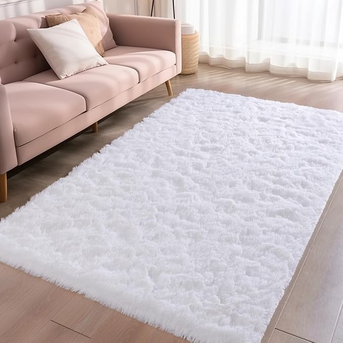 Zentavio White Area Rugs for Bedroom Soft Living Room Rugs 4x6 Fluffy Furry - Image 7