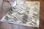 Chevron Pattern Faux Cowhide Area Rug | Non-Slip Leather Carpet by SNALFEHOME