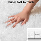 Cream White 8x10 Area Rugs for Living Room Bedroom, Fluffy Large Rug Soft Shag - Image 2