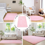 duduta 6x9 ft Pink Rectangle Fluffy Rug, Shag Fuzzy Plush Rectangle Carpet - Image 6