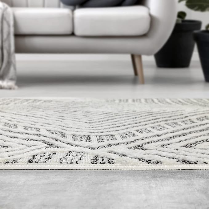 Antep Rugs Palafito 8x10 Geometric Shag Diamond High-Low Pile Textured Indoor - Image 6