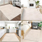 SHACOS Soft Cozy Fluffy Geometric High-Low Arch Rug 4'x5'3" Non Slip Washable - Image 9