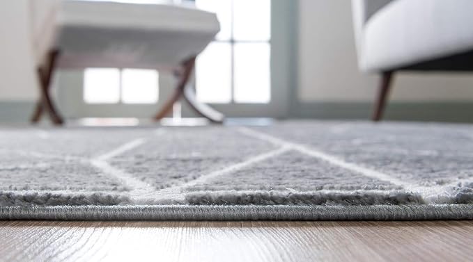 Rugs.com Lattice Trellis Collection Rug – 8' x 10' Gray Low-Pile Rug Perfect - Image 5