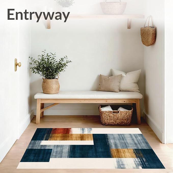 Flatwoven High Traffic Area Rug 4x6, Eclectic Funky Ink Wash Design Abstract - Image 3
