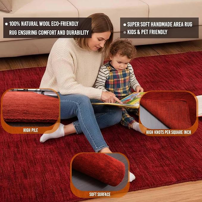 Rugsotic Carpets Hand Knotted Loom Wool ECO-Friendly Area Rugs - Image 4