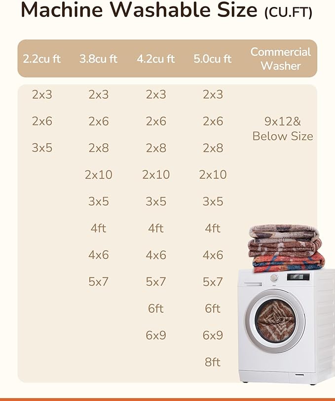 Area Rug 7x9 Rug Machine Washable Non-Slip Low Pile Print Pattern Western Rug - Image 5