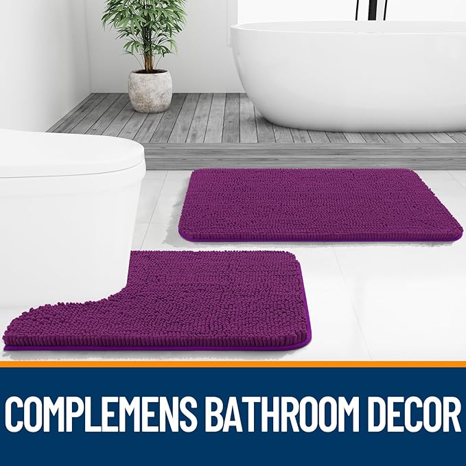 OLANLY Bathroom Rugs 24x16, Extra Soft Absorbent Chenille Bath Rugs, Rubber - Image 7