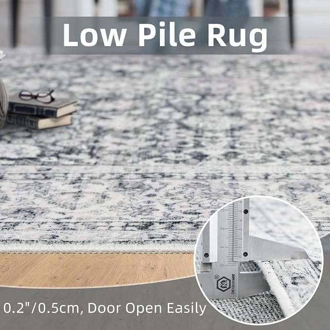 Deerly Grey Rug 6x9 Rugs for Living Room Distressed, Washable Area Rugs Non - Image 4